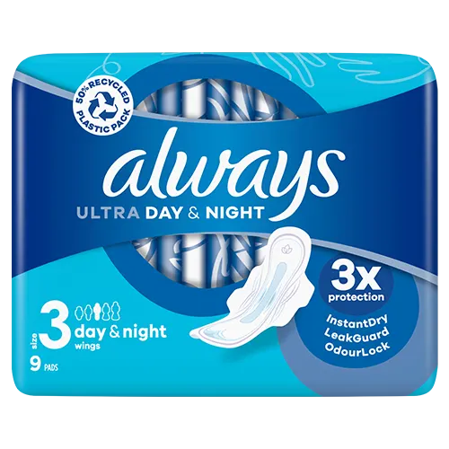 Always Ultra Day & Night (Size 3) Sanitary Pads With Wings