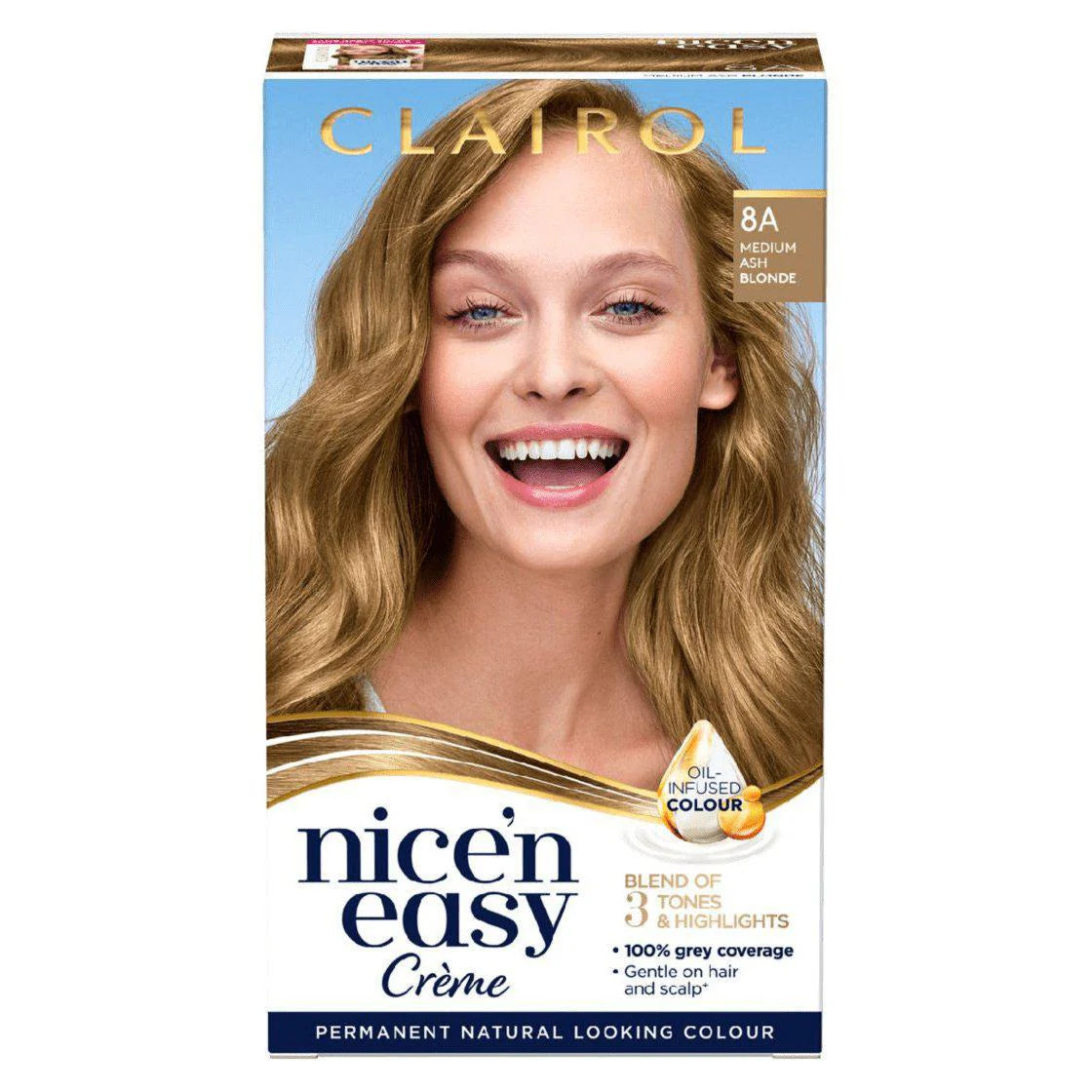 Clairol - Nice'N Easy Creme Permanent Natural Looking Colour - 8A Medium Ash Blonde