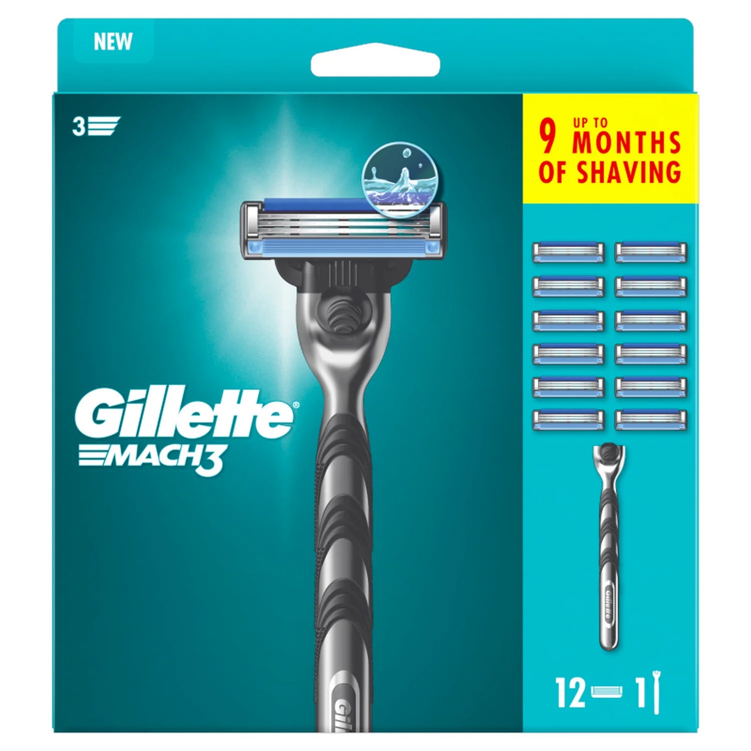 Gillette Mach 3 12 Refills + Handle