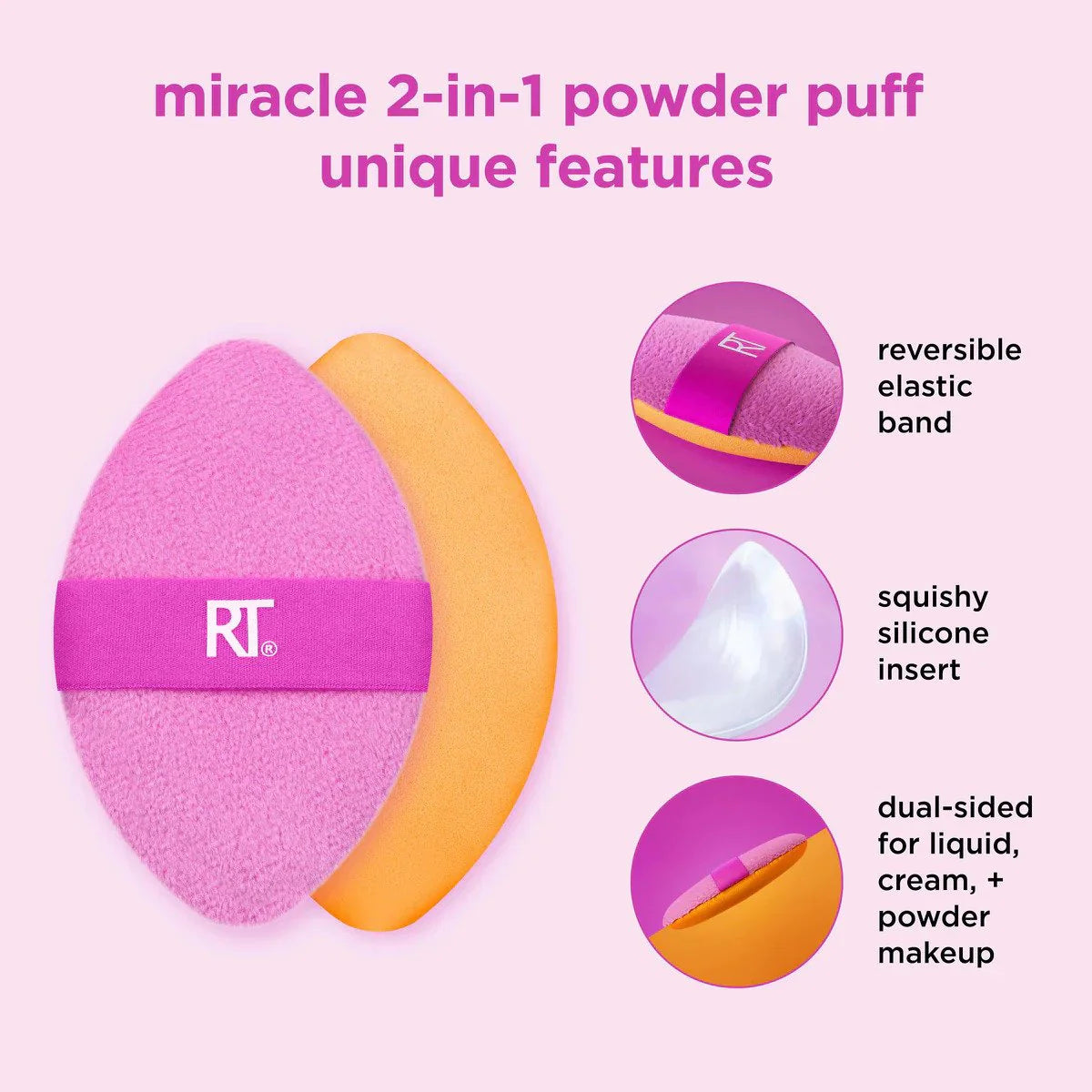 Real Techniques Miracle 2 In 1 Powder Puff Duo - 2 pack