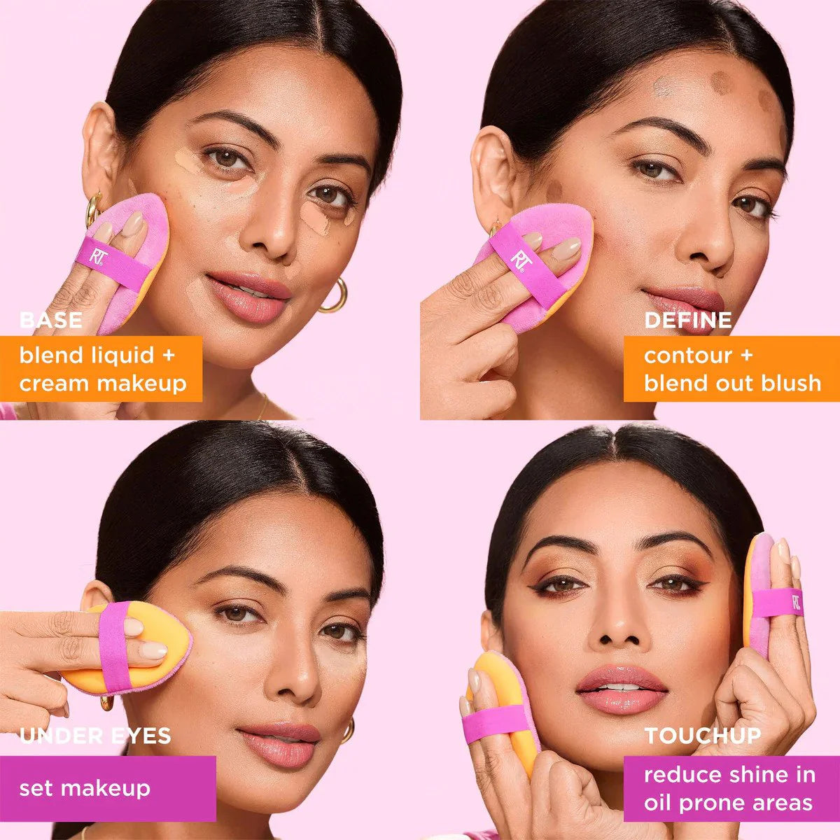 Real Techniques Miracle 2 In 1 Powder Puff Duo - 2 pack