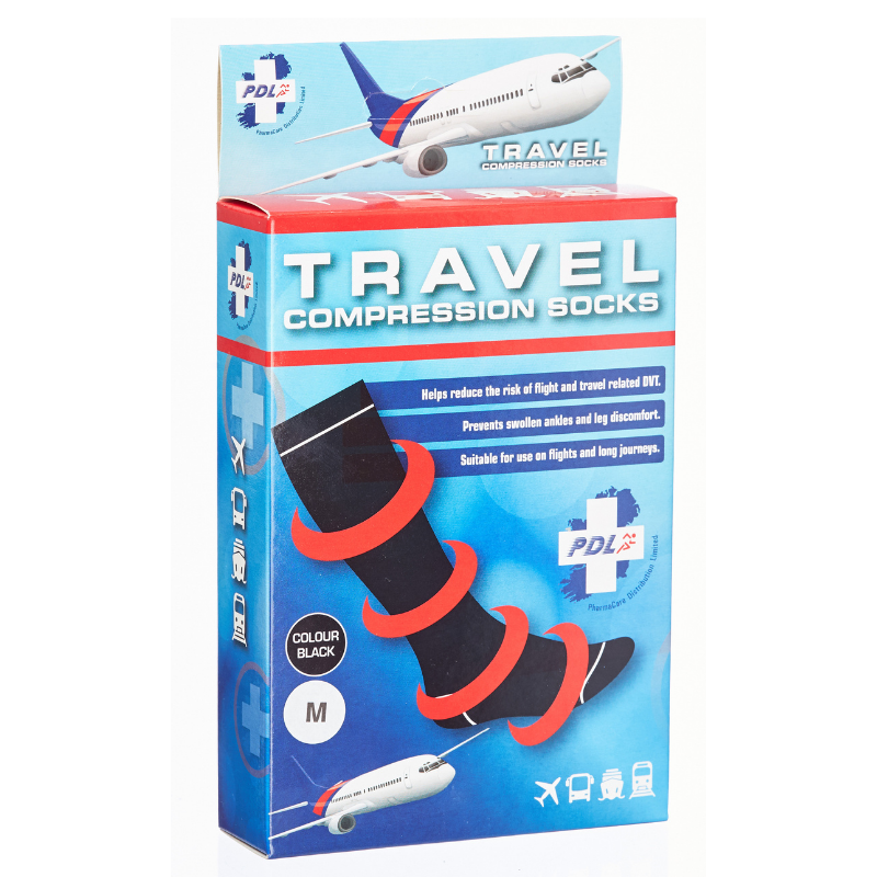PharmaCare Travel Compression Socks 1 Pair - Black - Rosscarbery