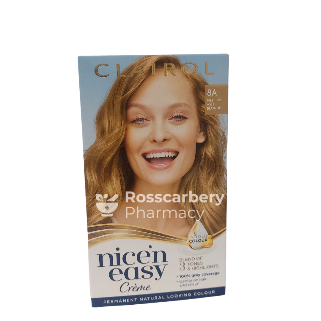 Clairol - Nice'N Easy Creme Permanent Natural Looking Colour - 8A Medium Ash Blonde