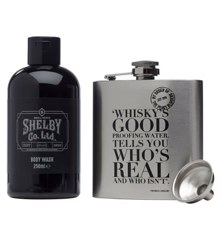 Shelby Company LTD Toiletries Gift Set incl Body Wash & Hip Flask