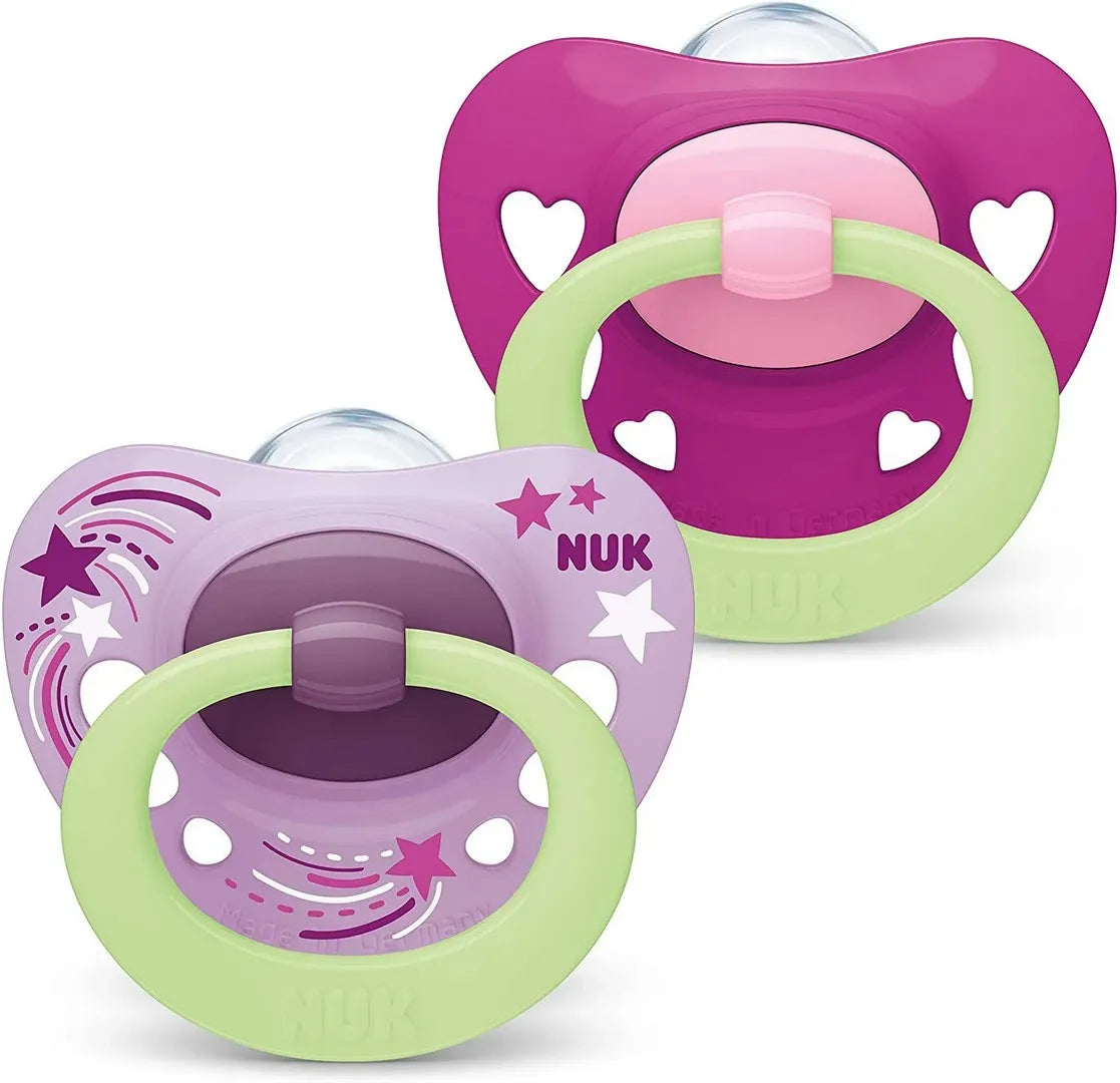 NUK Signature Night soother silicone 0-6 months Pink