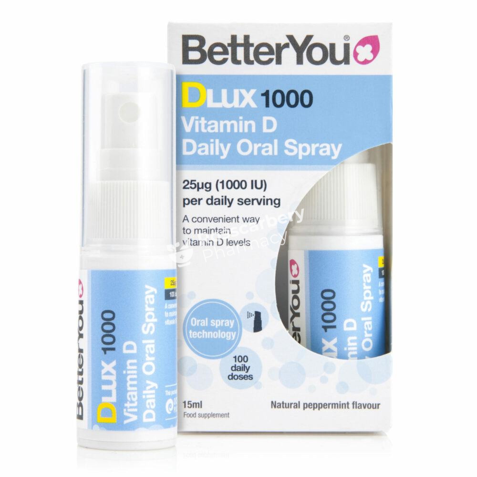 Betteryou Dlux 1000 Vitamin D Daily Oral Spray - Natural Peppermint Flavour Immune System