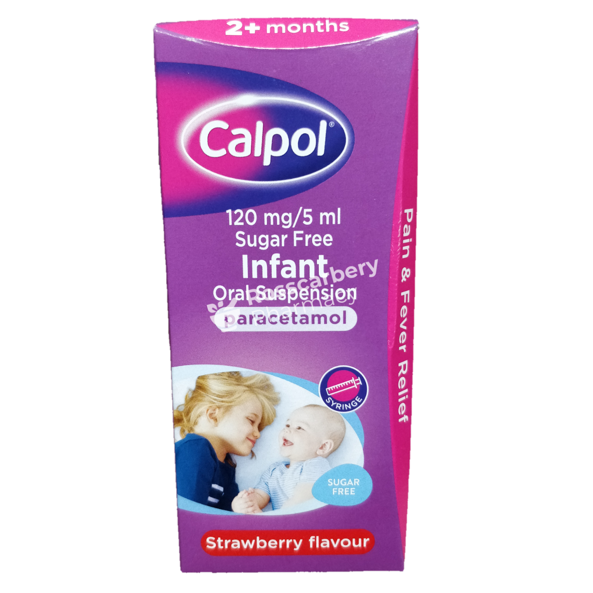 Calpol Infant 2+ Months Sugar Free Oral Suspension With Dosing Syringe (Strawberry) Childrens Pain
