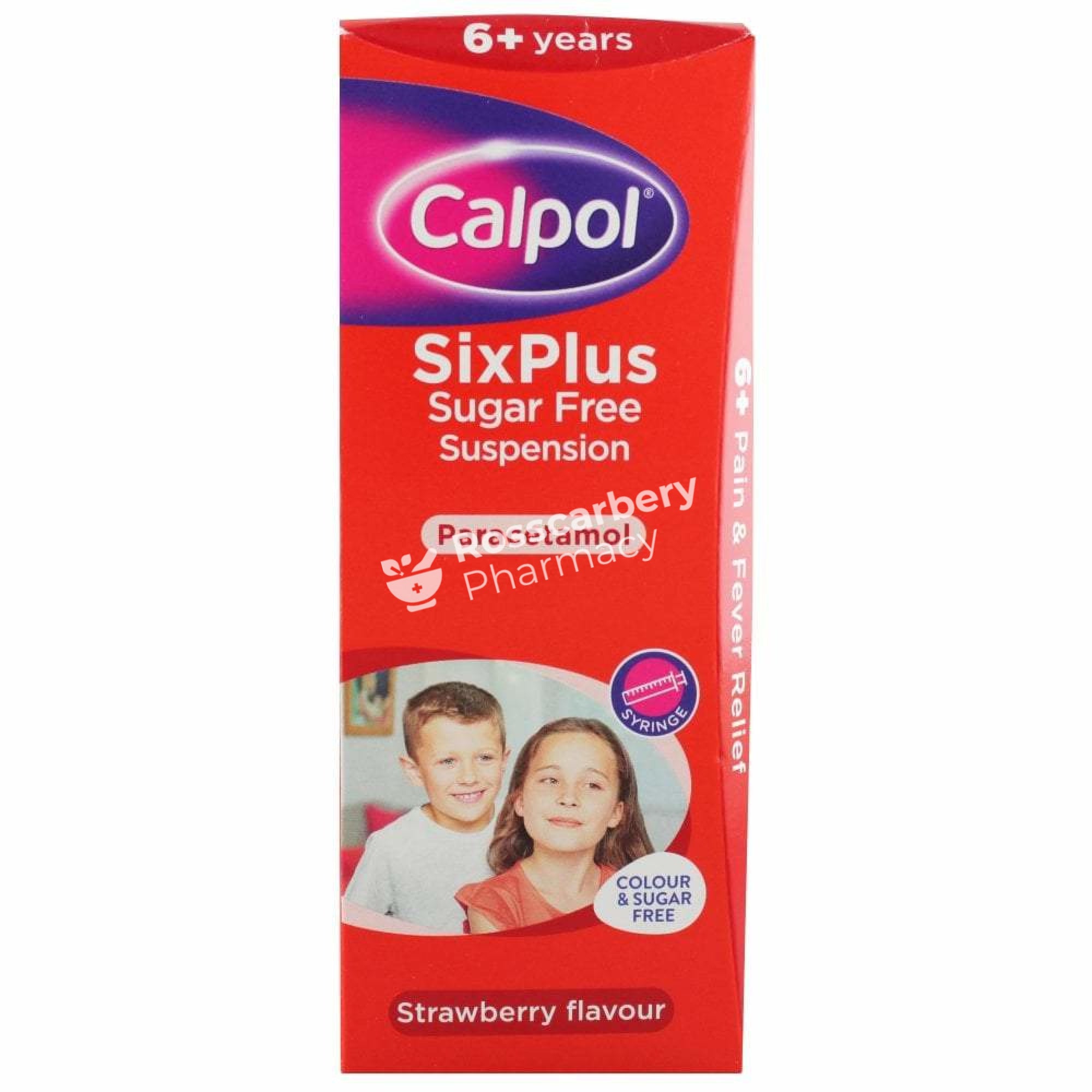 Calpol Sixplus Sugar Free Oral Suspension With Spoon (Strawberry) Childrens Pain Relief