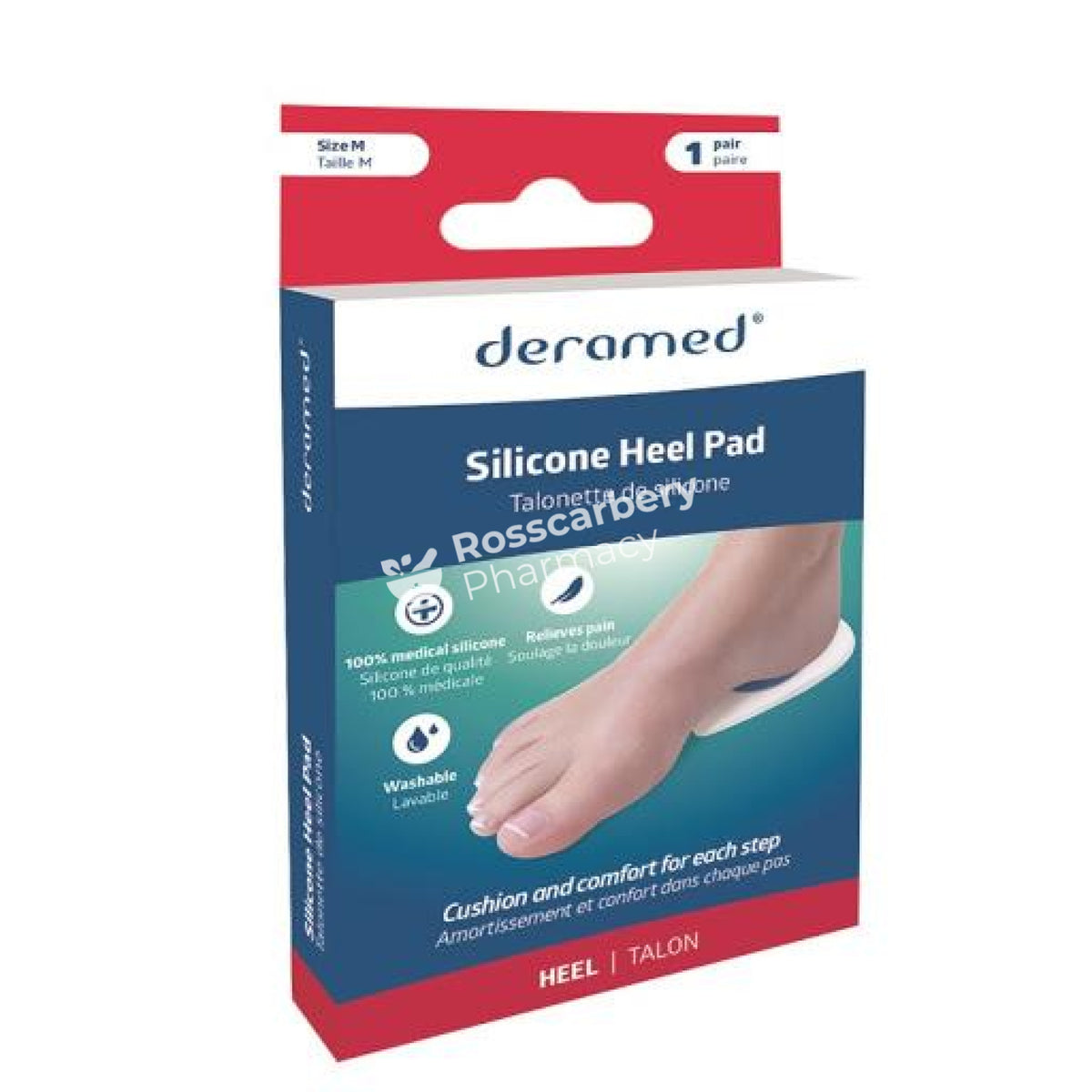 Deramed Silicone Heel Pad - 1 Pair Medium Dry Skin &amp; Cracked Heels