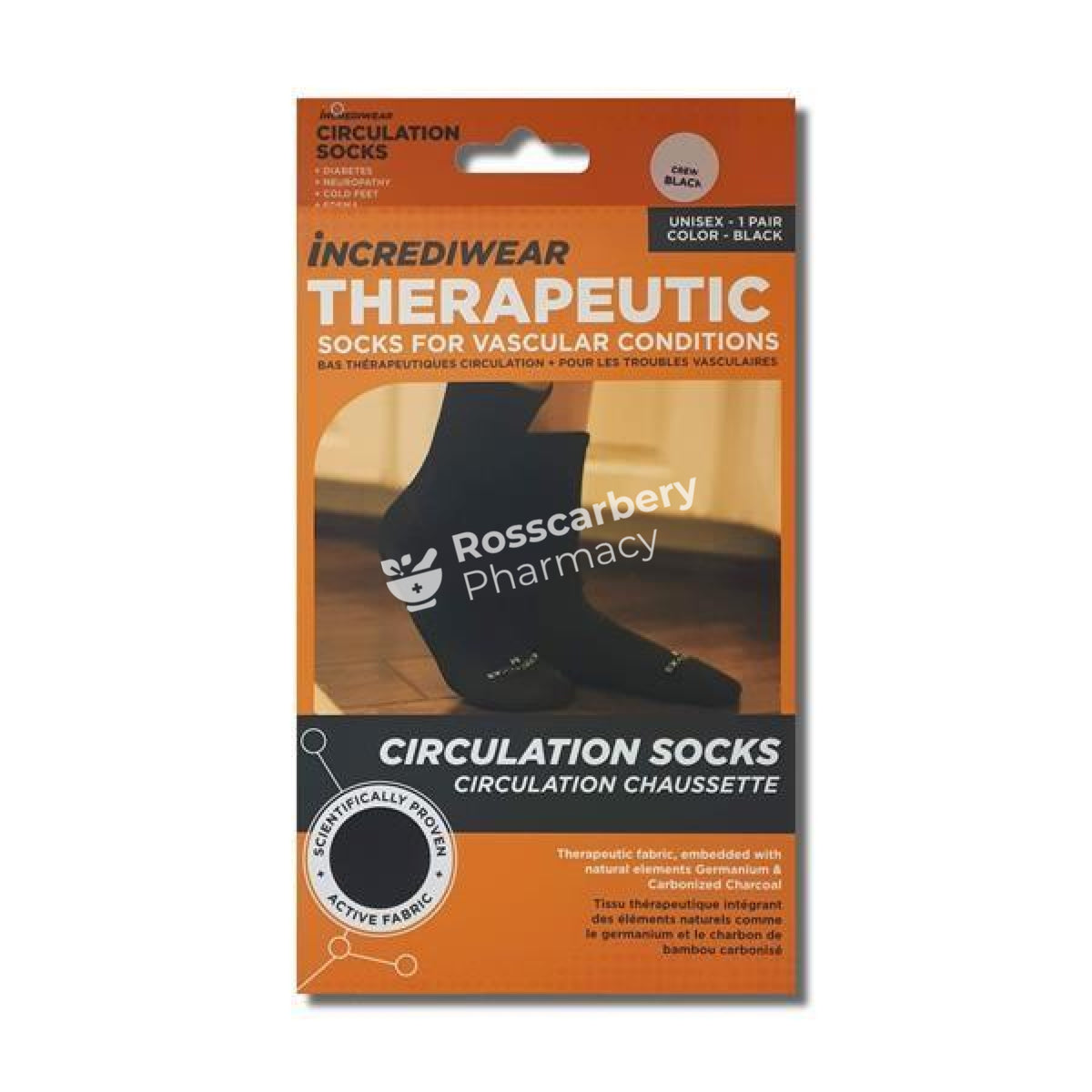 Incrediwear Therapeutic Circulation Socks - Black Supports &amp; Compression Hoisery