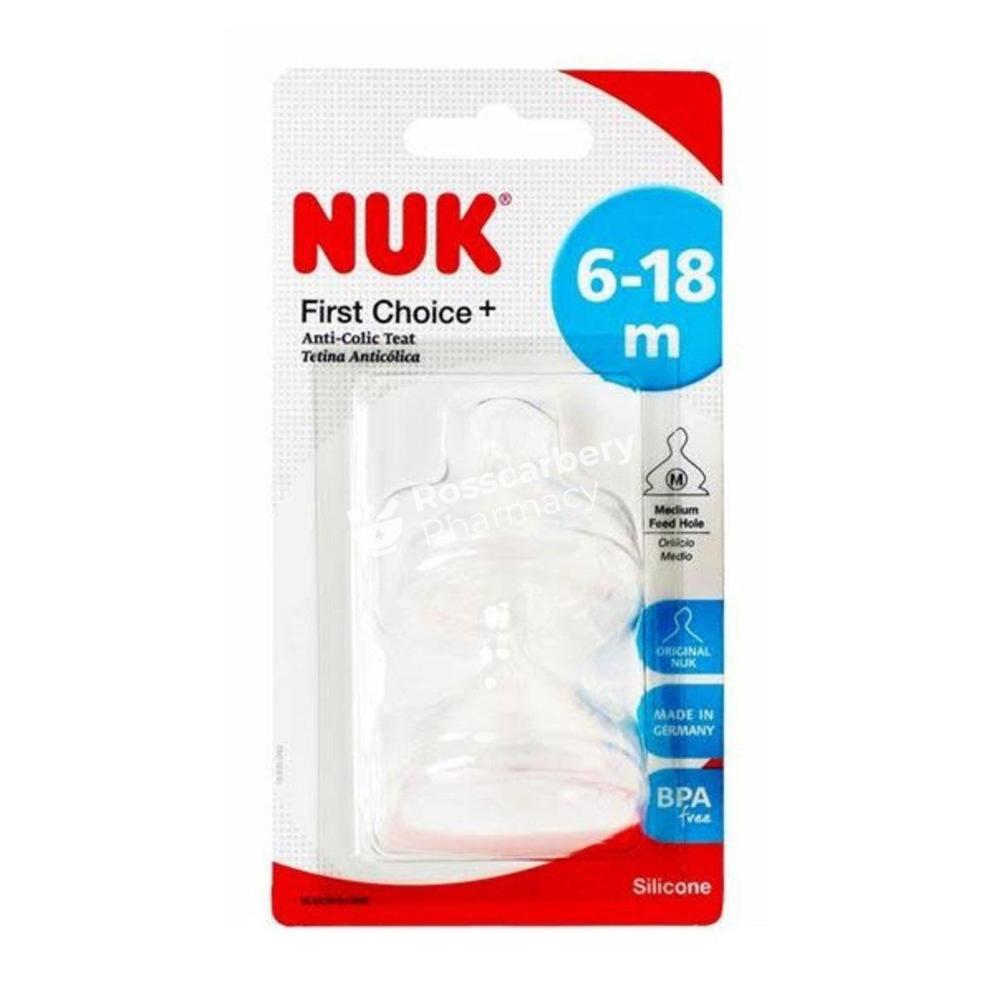 Nuk First Choice+ Anti-Colic Teat 6-18M Silicone Teats