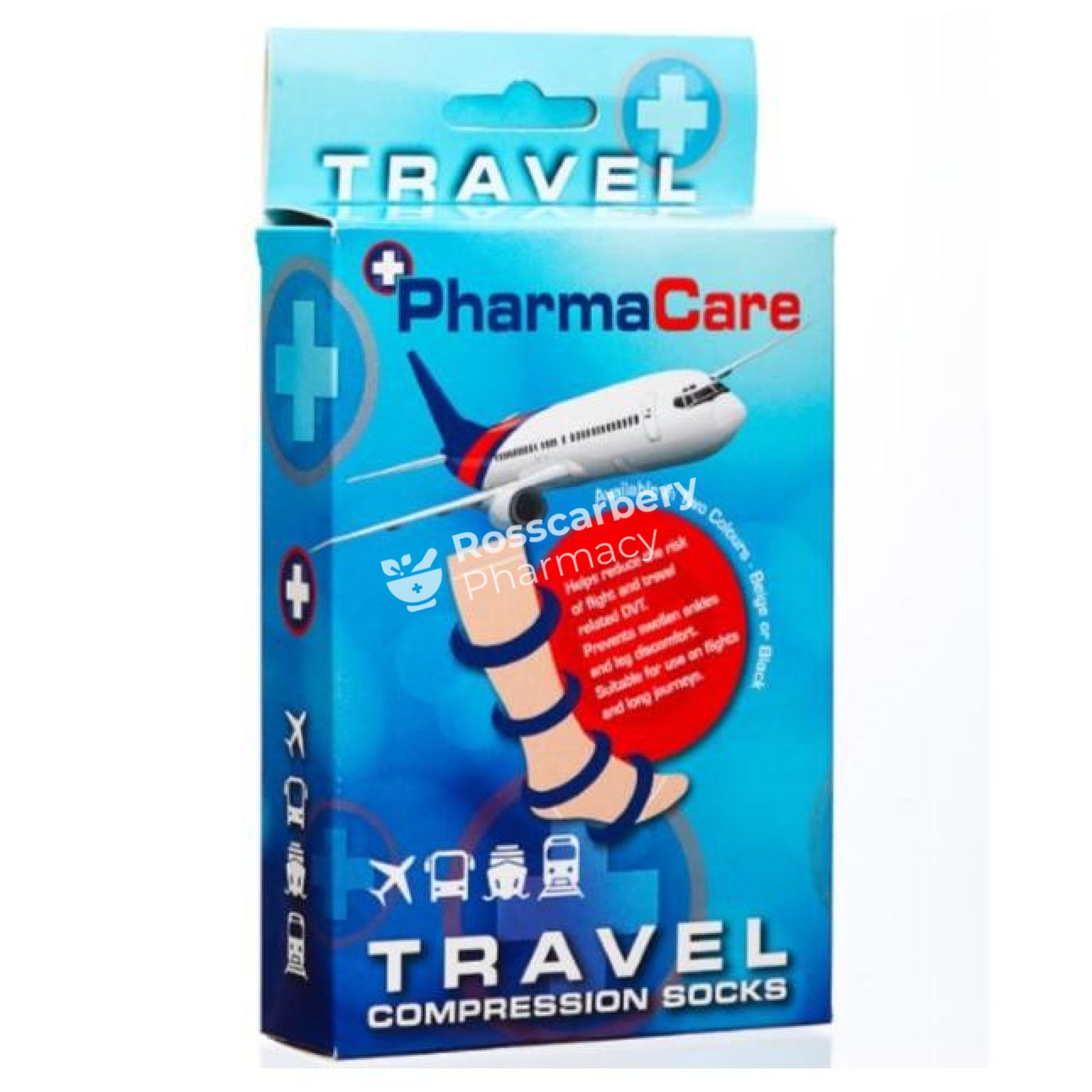 Pharmacare Travel Compression Socks 1 Pair - Beige Bandages Dressings & Plasters