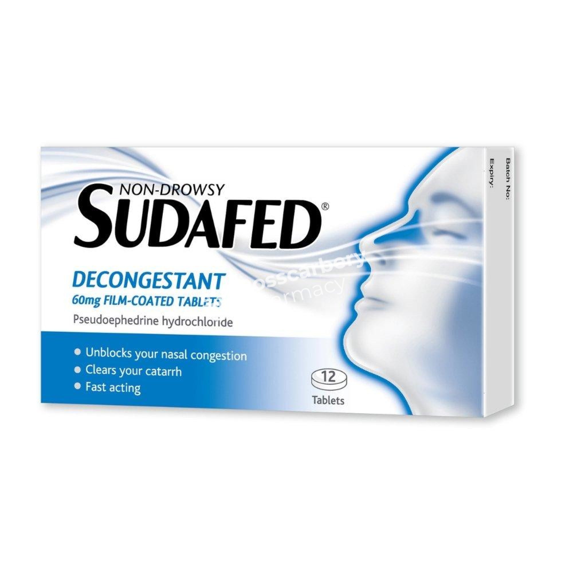 Sudafed Non-Drowsy Decongestant 60Mg Film-Coated Tablets Cold & Flu Combination Products